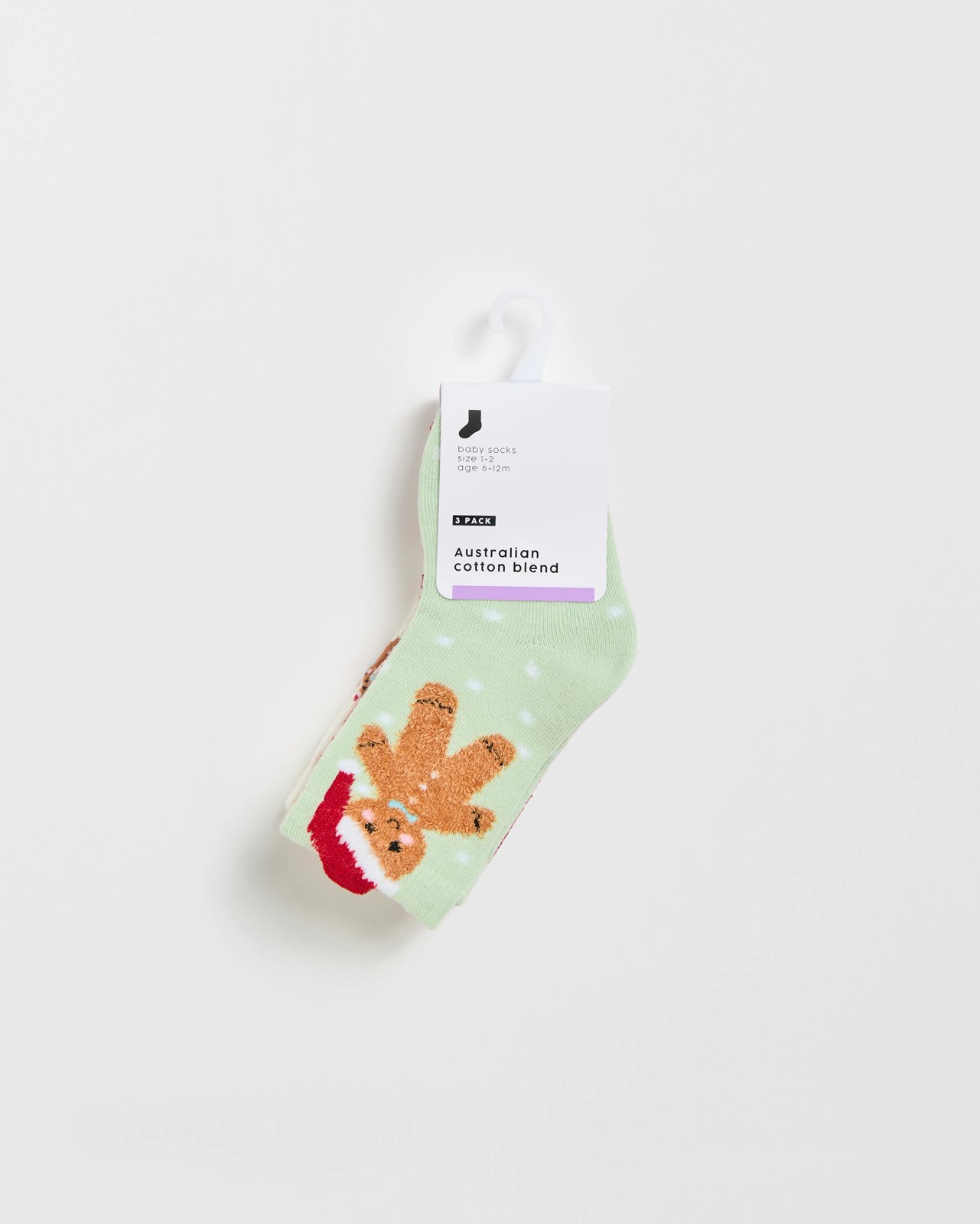 Baby Cotton Rich 3 Pack Christmas Crew Socks - Gingerbread 3 of 3