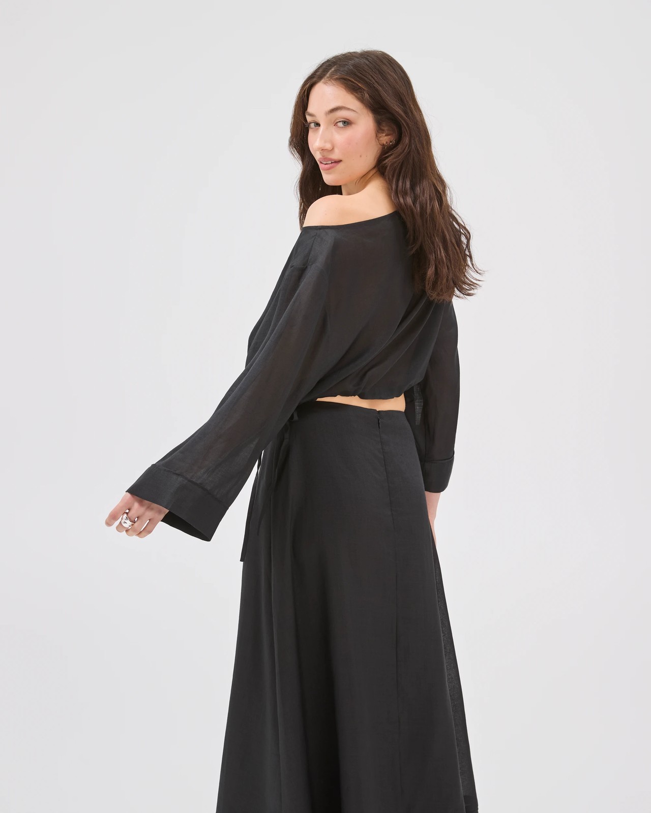 Lily Loves Ramie Off Shoulder Top - Black 6 of 6