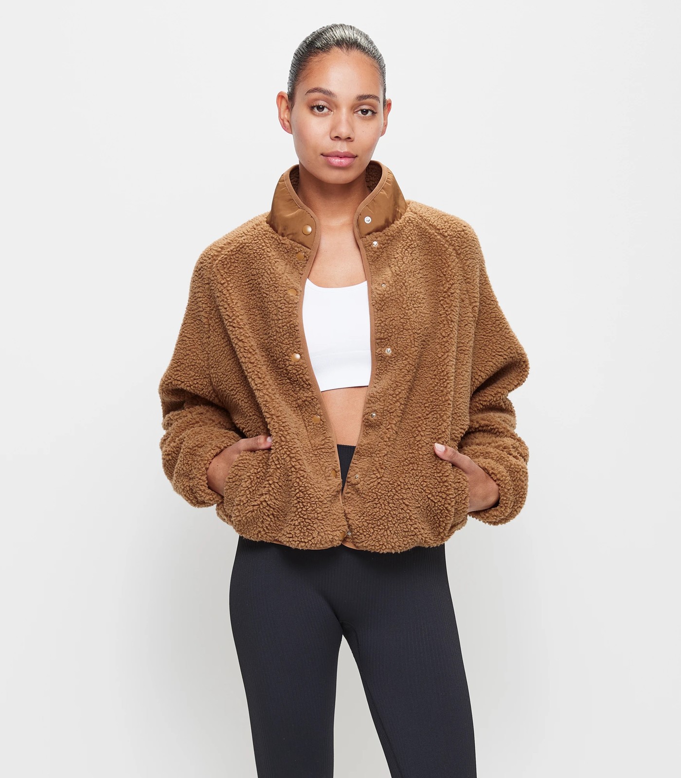 Womens teddy bomber on sale jacket