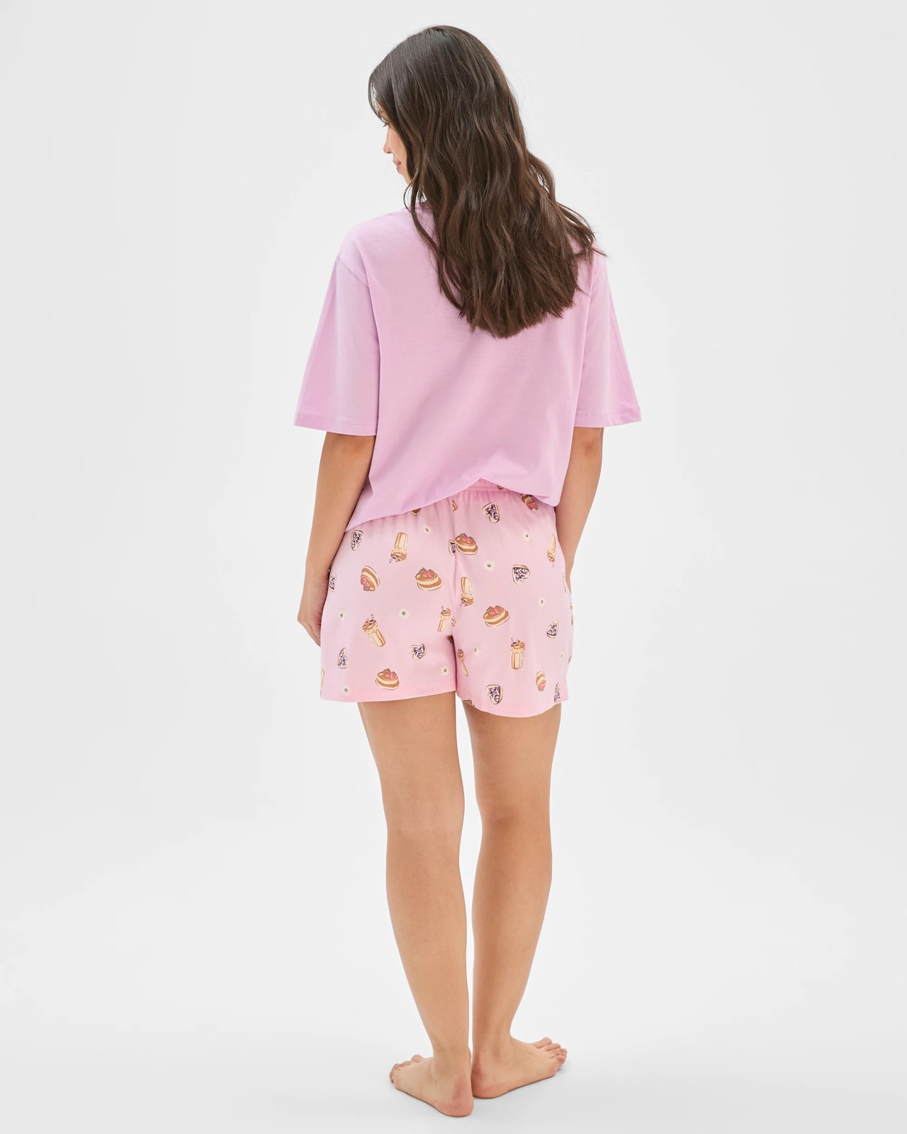 Australian Cotton Sleep Shorts - Coffee Print Pink 6 of 6