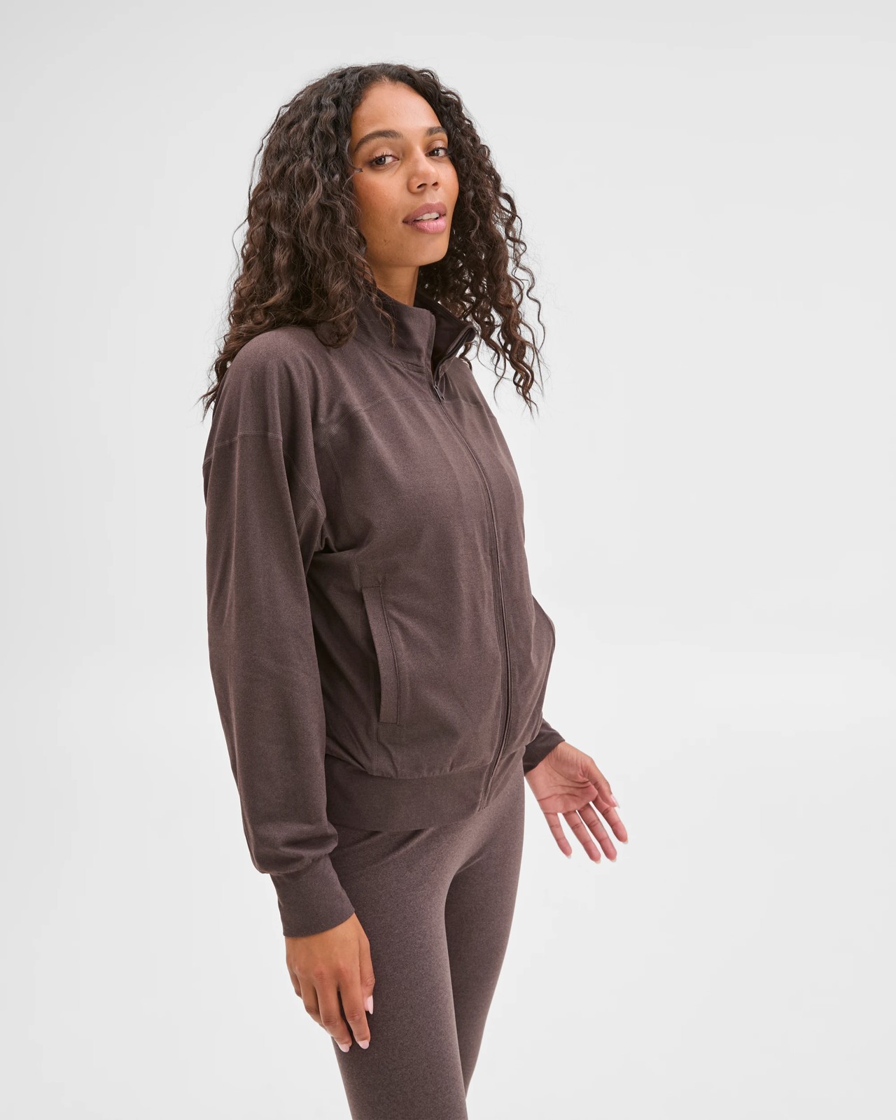 Active Studio Luxe Zip Through Jacket - Cocoa Marle 5 of 6