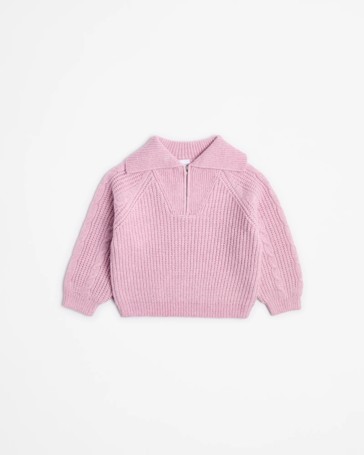 Qtr Zip Collar Knit Jumper