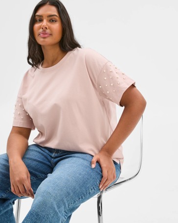 Plus Size Australian Cotton Graphic Split Hem T-Shirt