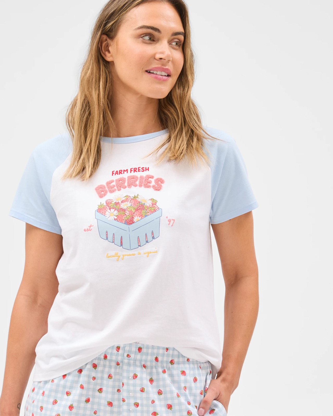 Australian Cotton Printed Jersey Sleep Shorts - Strawberry 3 of 5