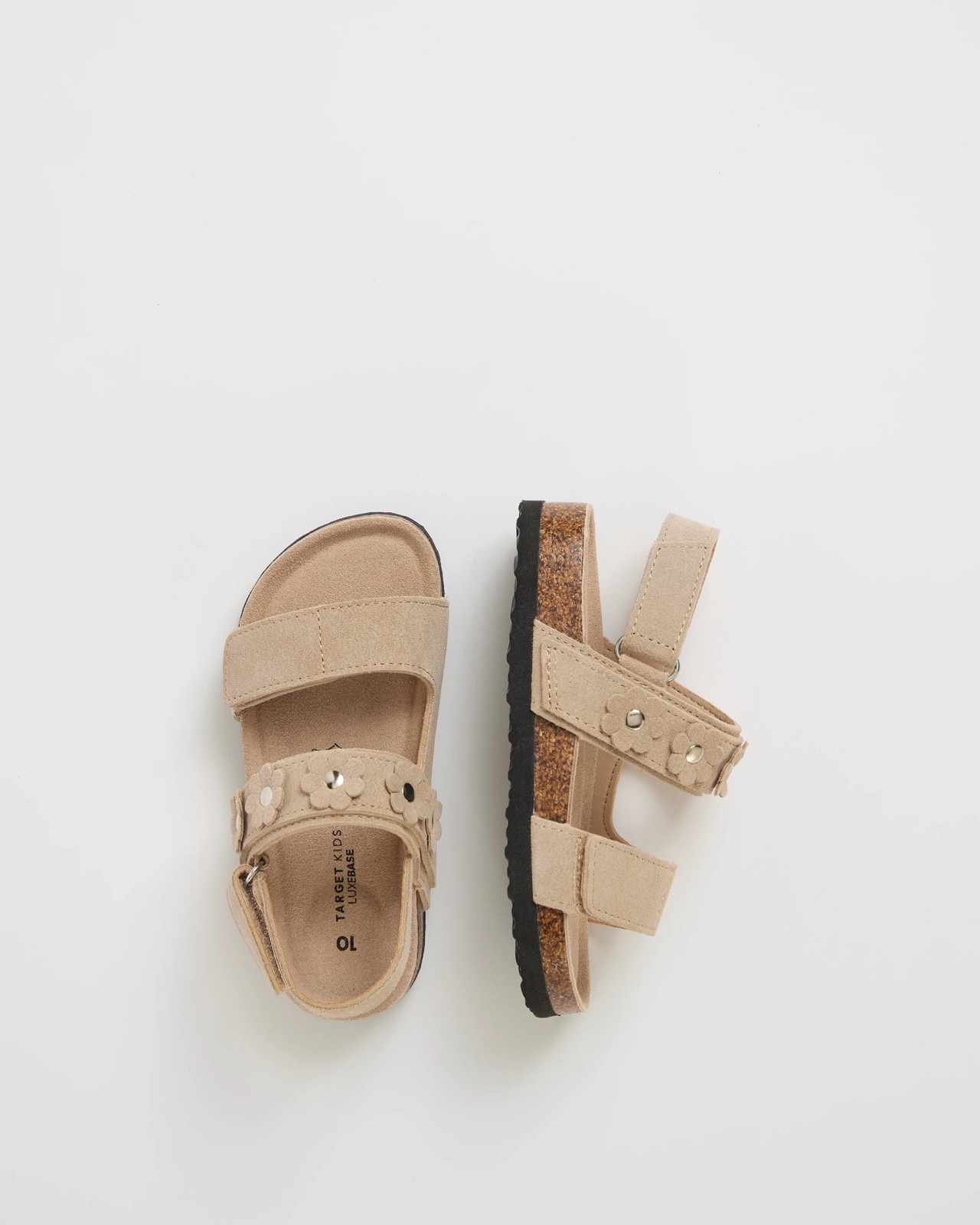First Walker/Junior Suede Leather Flower Moulded Cork Sandals - Sand Suede 3 of 3