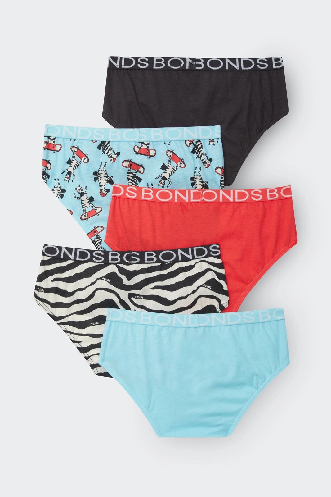 Bonds 5 Pack Older Boys Briefs - Skating Zebra  2 of 4
