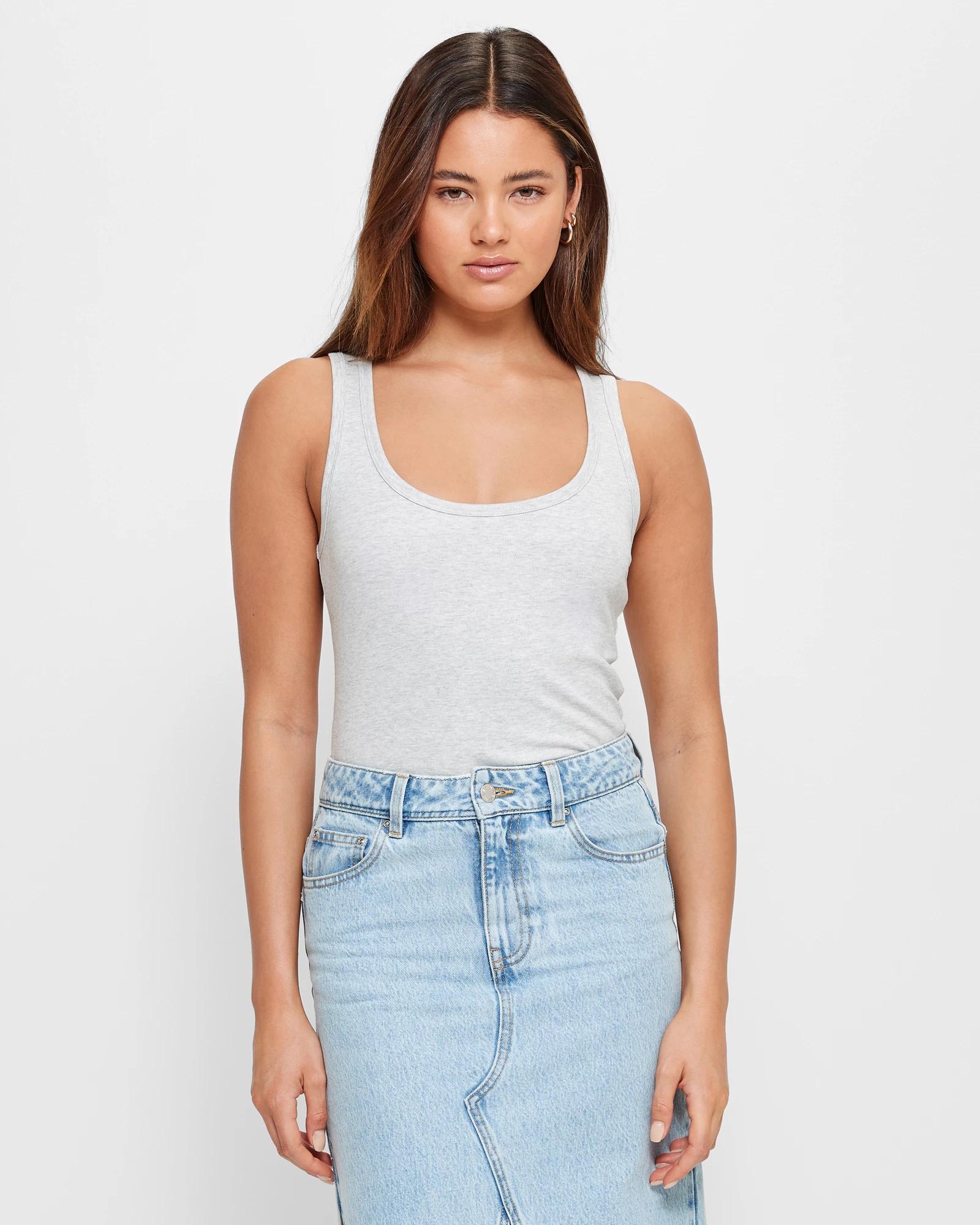 Scoop Neck Tank Top - Lily Loves - Grey Marle