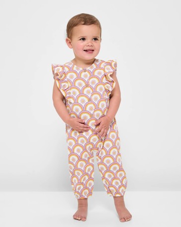 Baby Organic Cotton Jersey Jumpsuit - Rainbow Floral