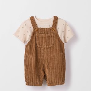 Baby Cord Shortall and Waffle T-Shirt 2 Piece Set product image