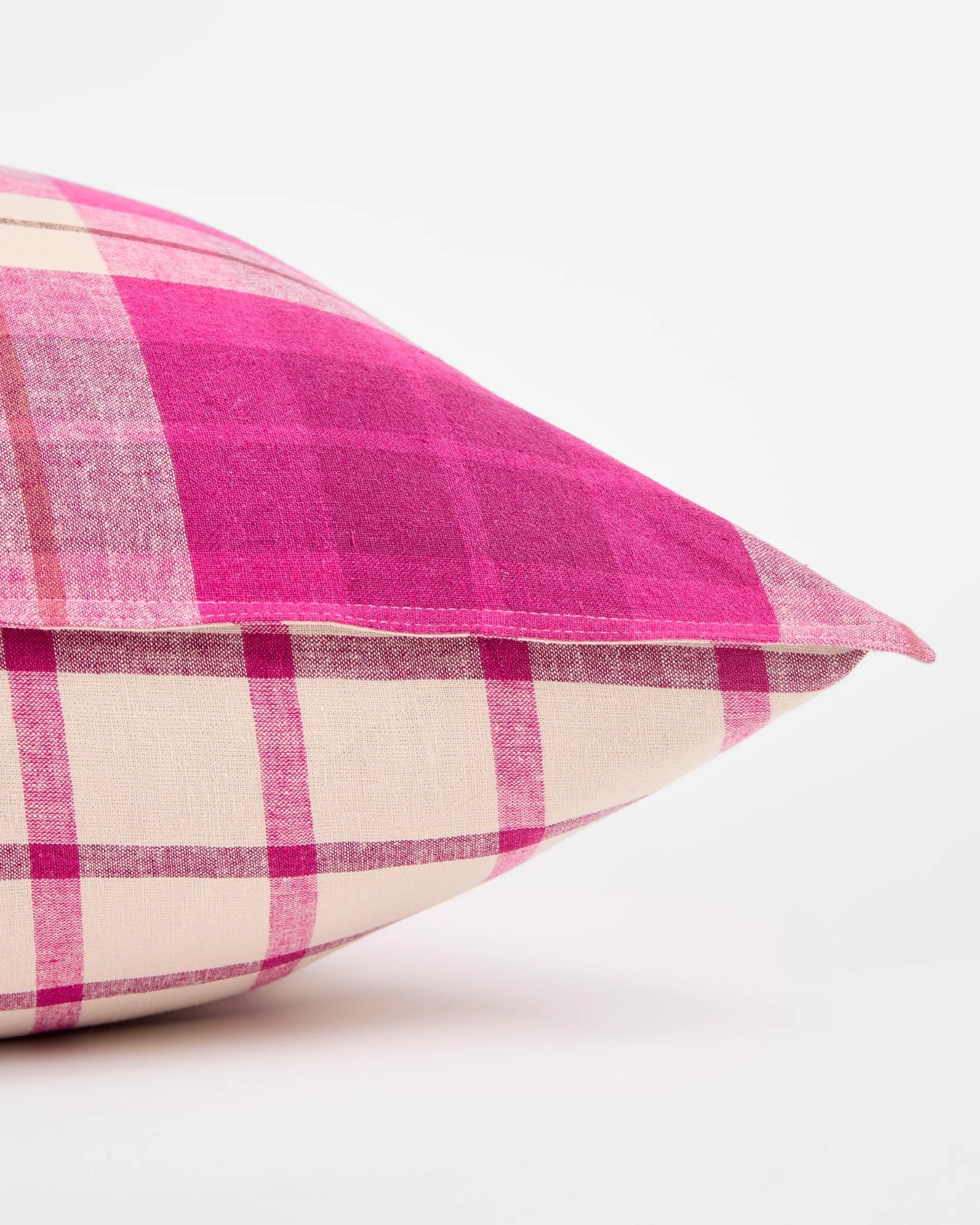 Aster Check Linen/Coton European Pillowcase - Fuschia 2 of 4