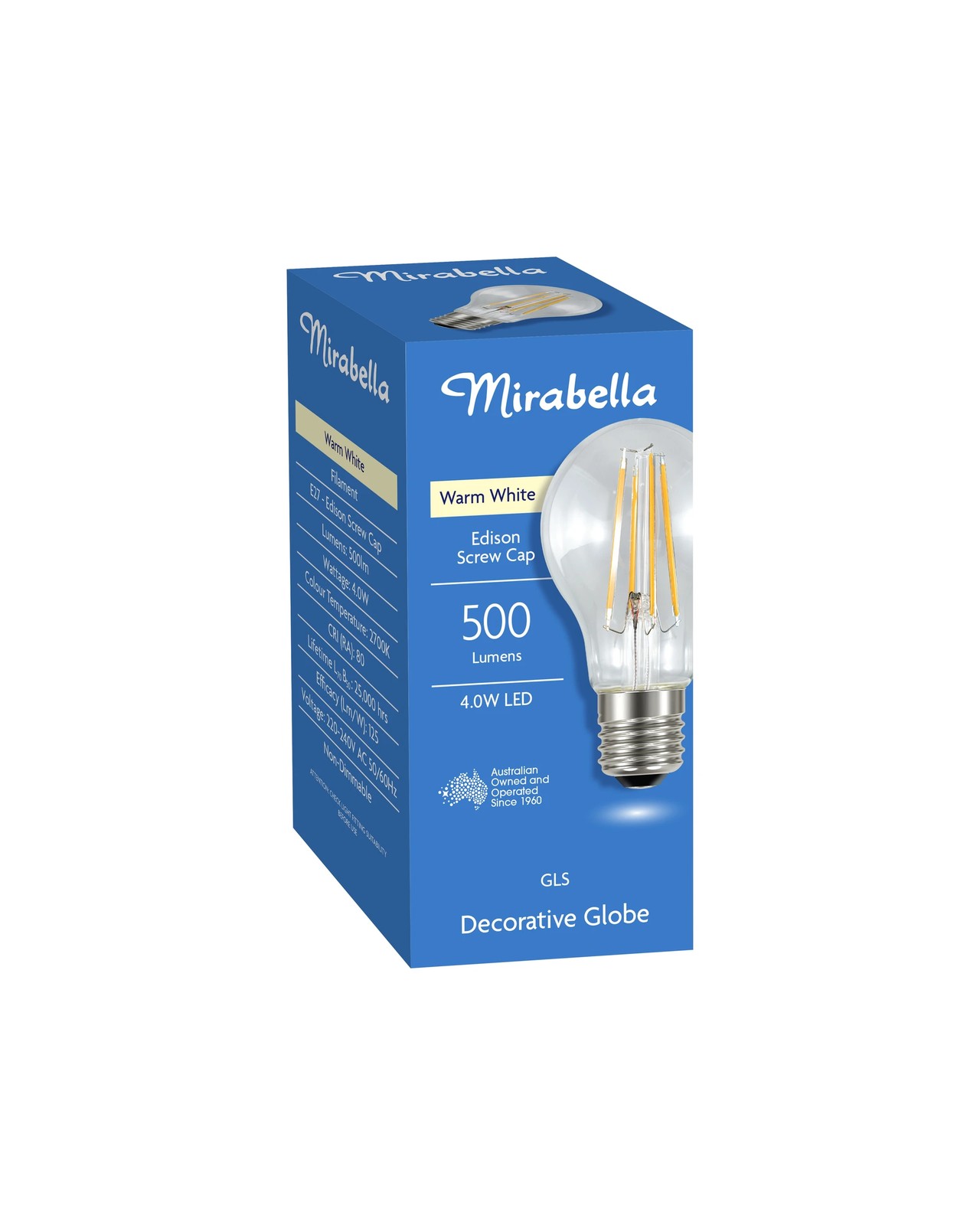 4W LED Filament Warm White GLS Globe - Mirabella 6 of 6