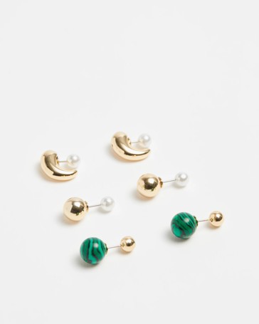 3 Pack Ball Stud Earrings