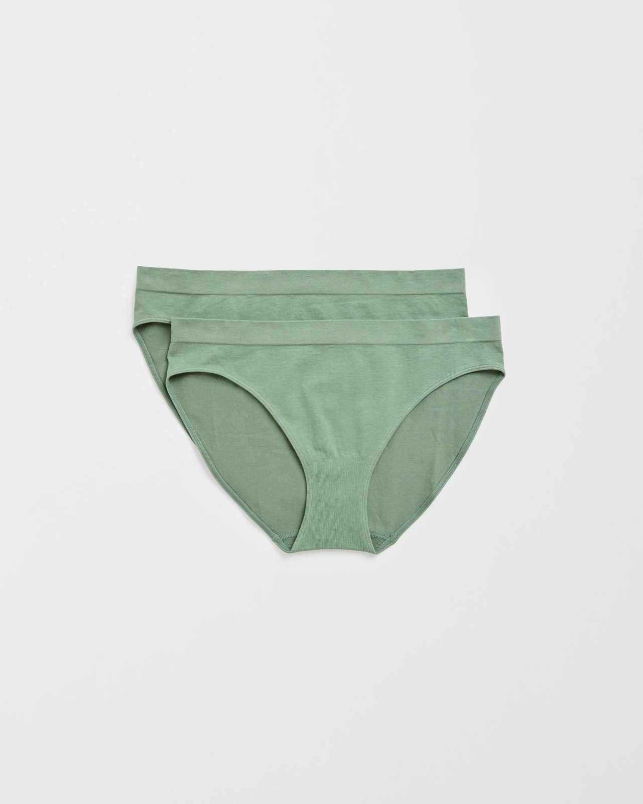 Australian Cotton Blend 2 Pack Seamfree Bikini Briefs - Smoky Green 3 of 4