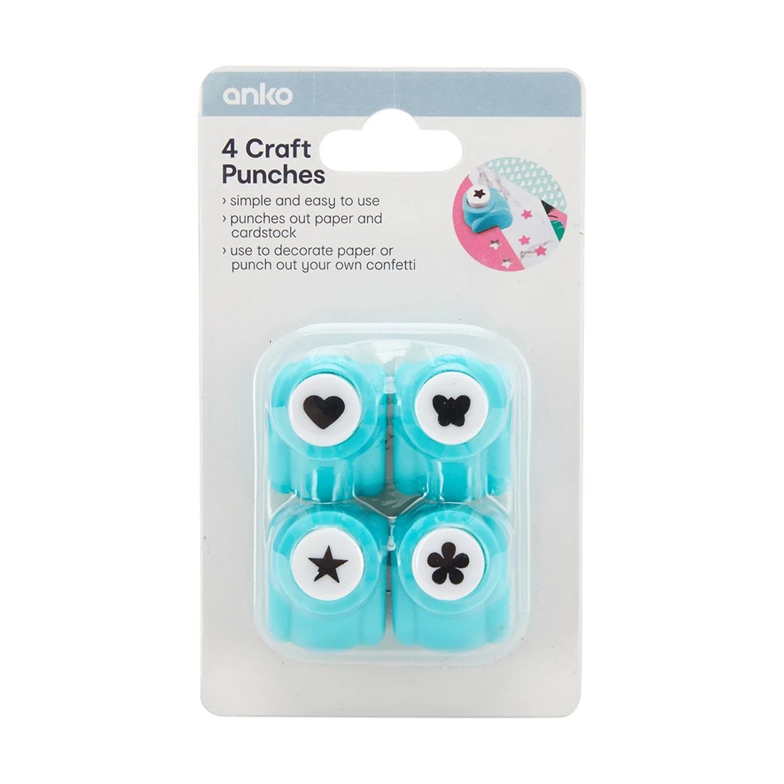 Craft Punches, 4 Pack Anko Target Australia