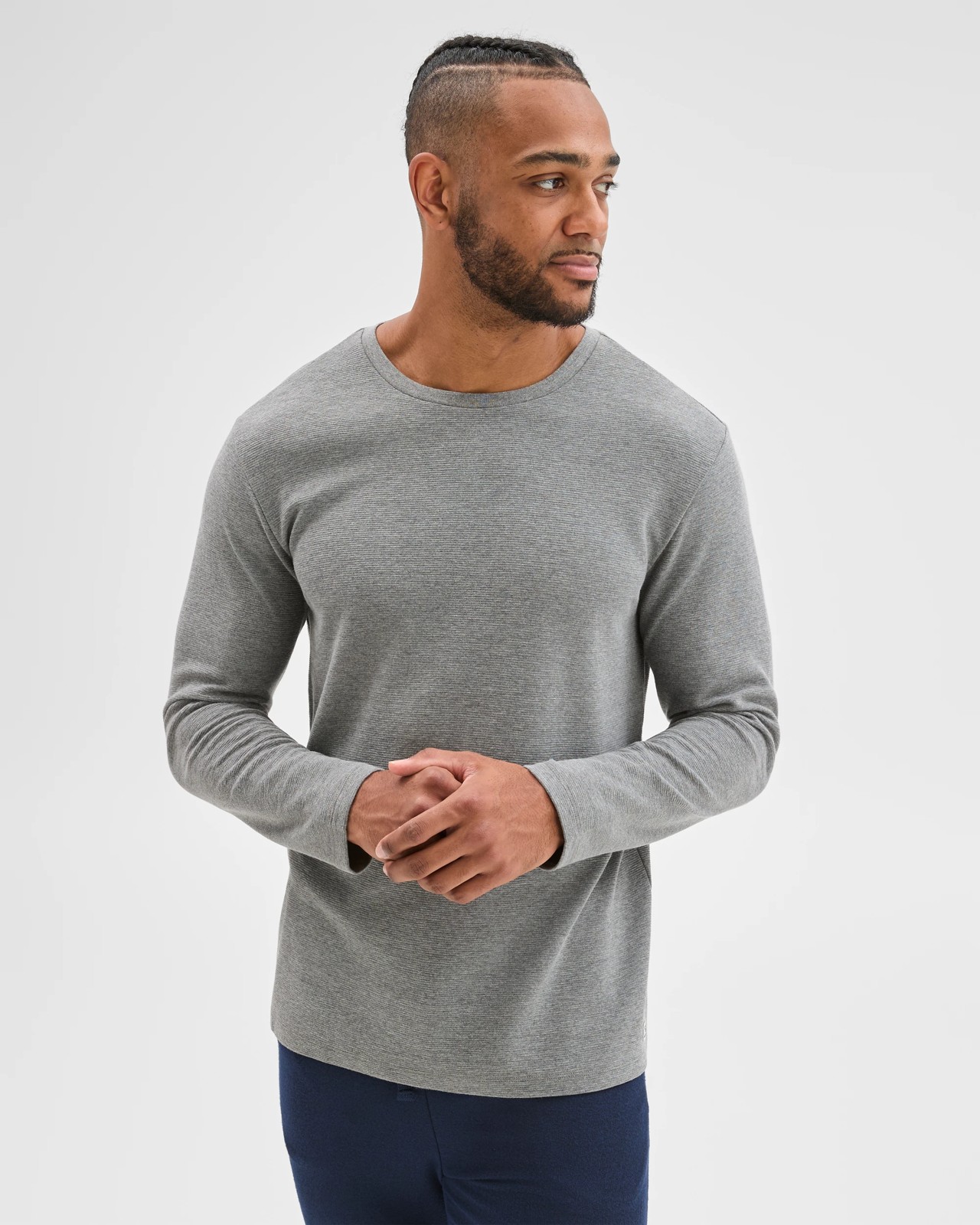 Maxx Australian Cotton Blend Ottoman Long Sleeve Sleep T-Shirt - Grey Marle 5 of 5