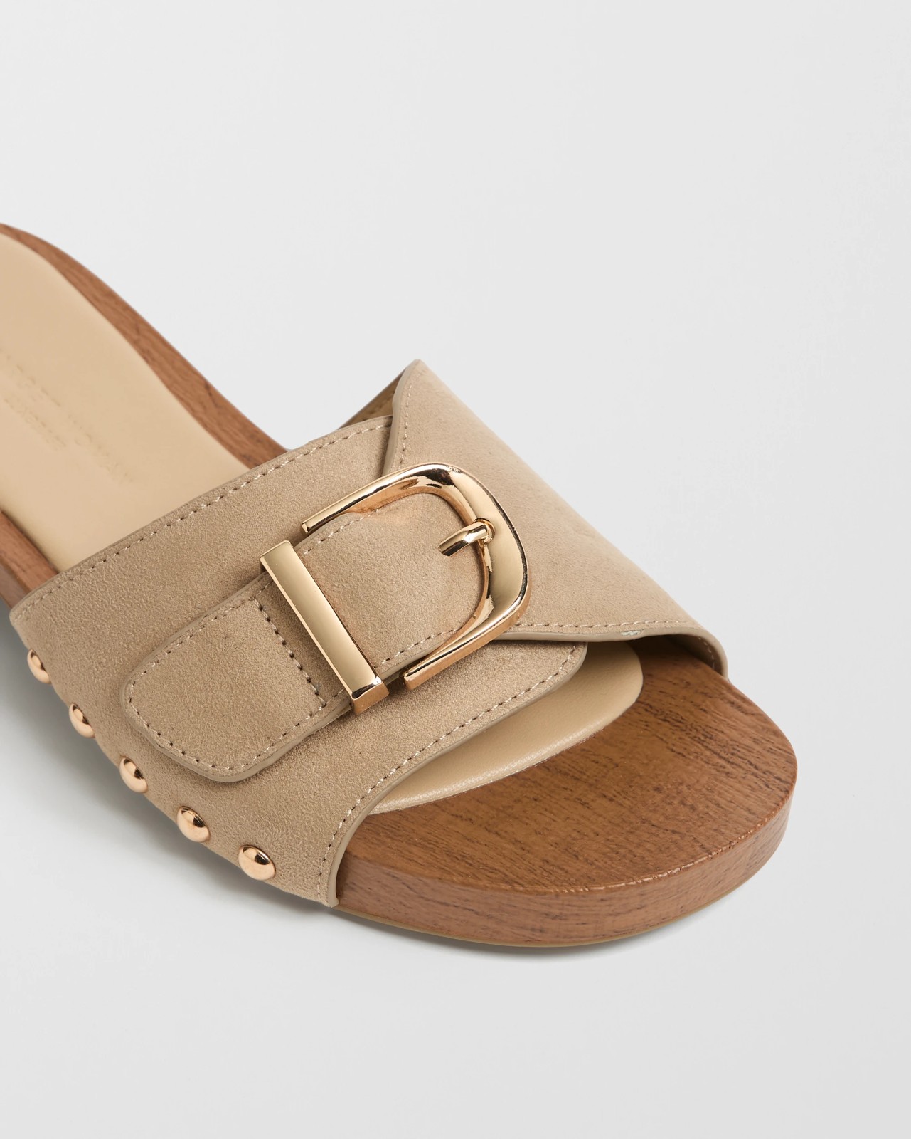 Bella Genuine Suede Leather Mule Heels - Taupe Microsuede 3 of 3