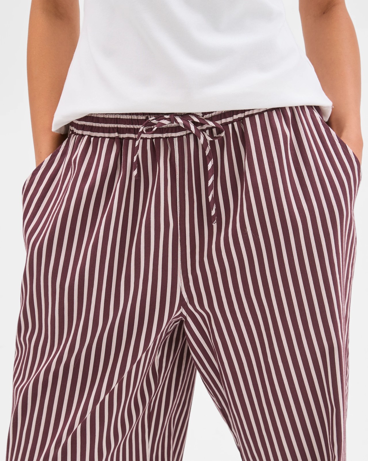 Lily Loves Australian Cotton Blend Poplin Striped Pants - Fudge Stripe 5 of 5