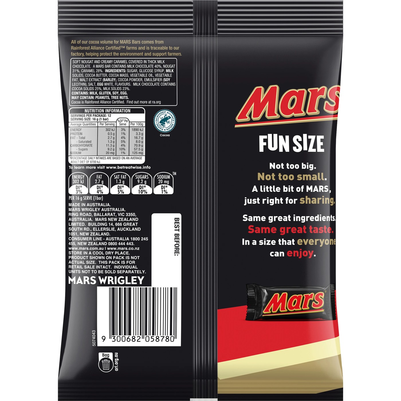 Mars 12 Piece Milk Chocolate Fun Size Share Pack 192g 3 of 5
