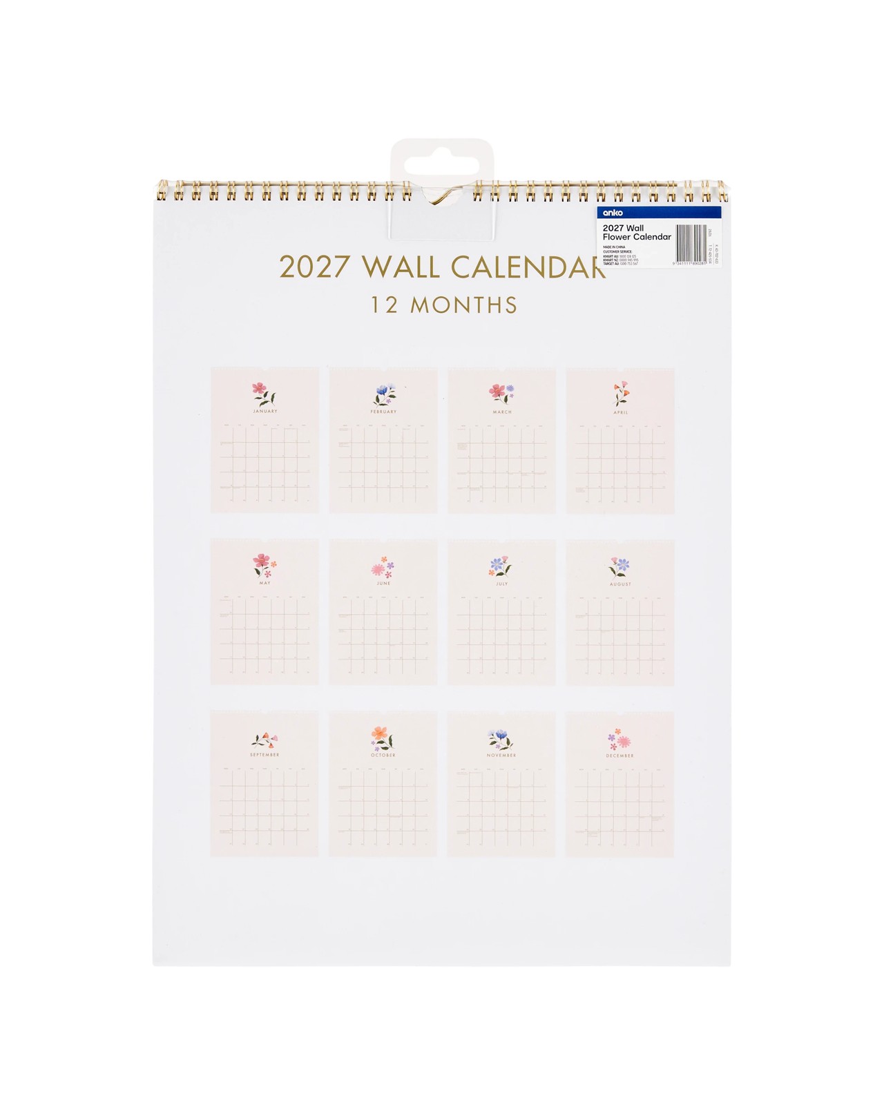 Anko 2027 Wall Flower Calendar 6 of 6