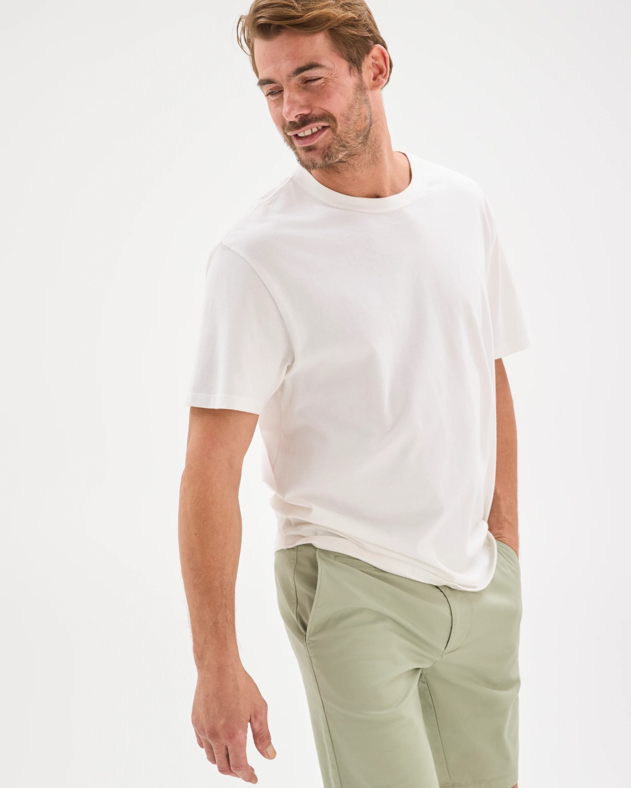 Australian Cotton Slim Chino Shorts - Sea Grass 3 of 5