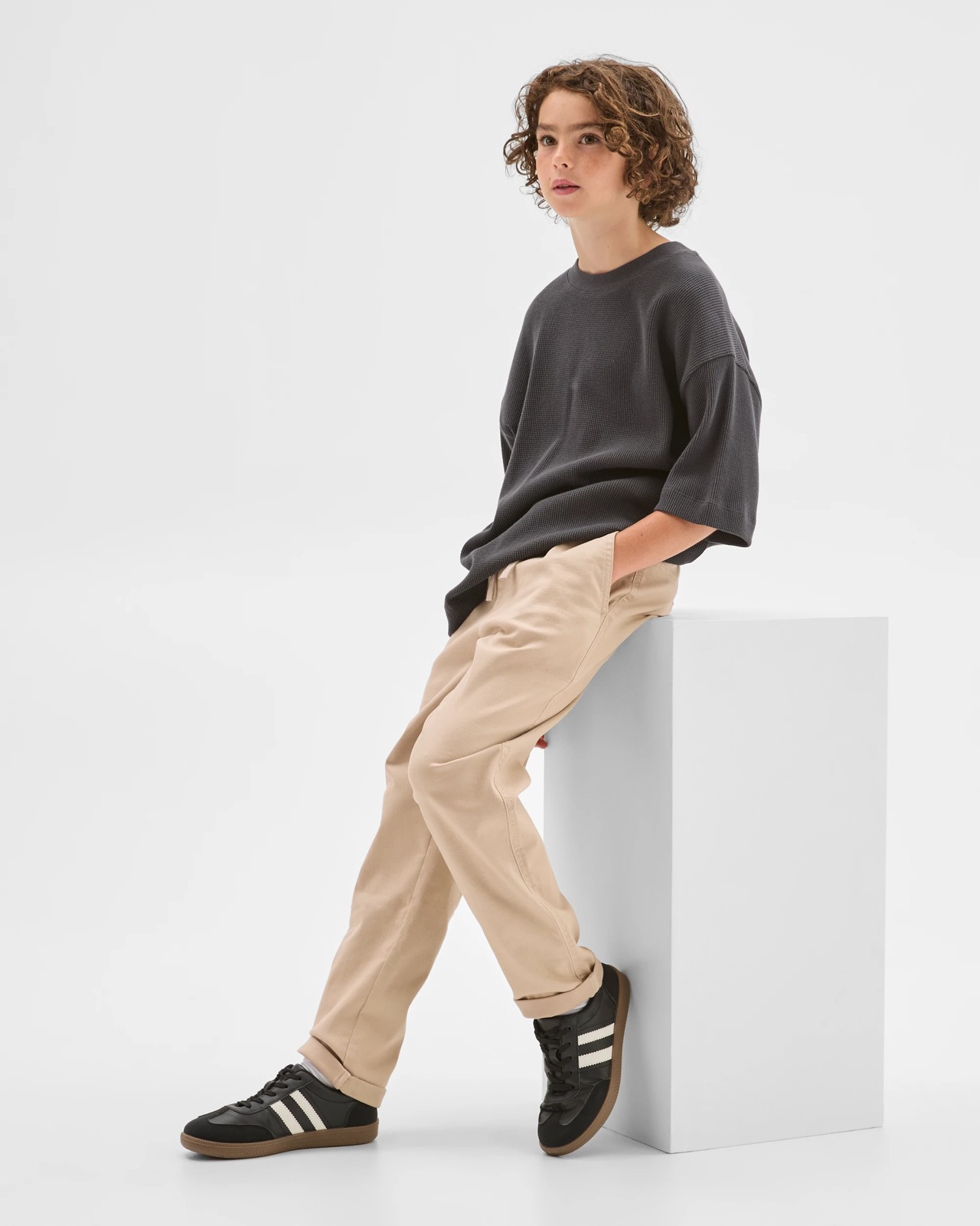 Elastic Waist Chino Pants - Stone 2 of 5