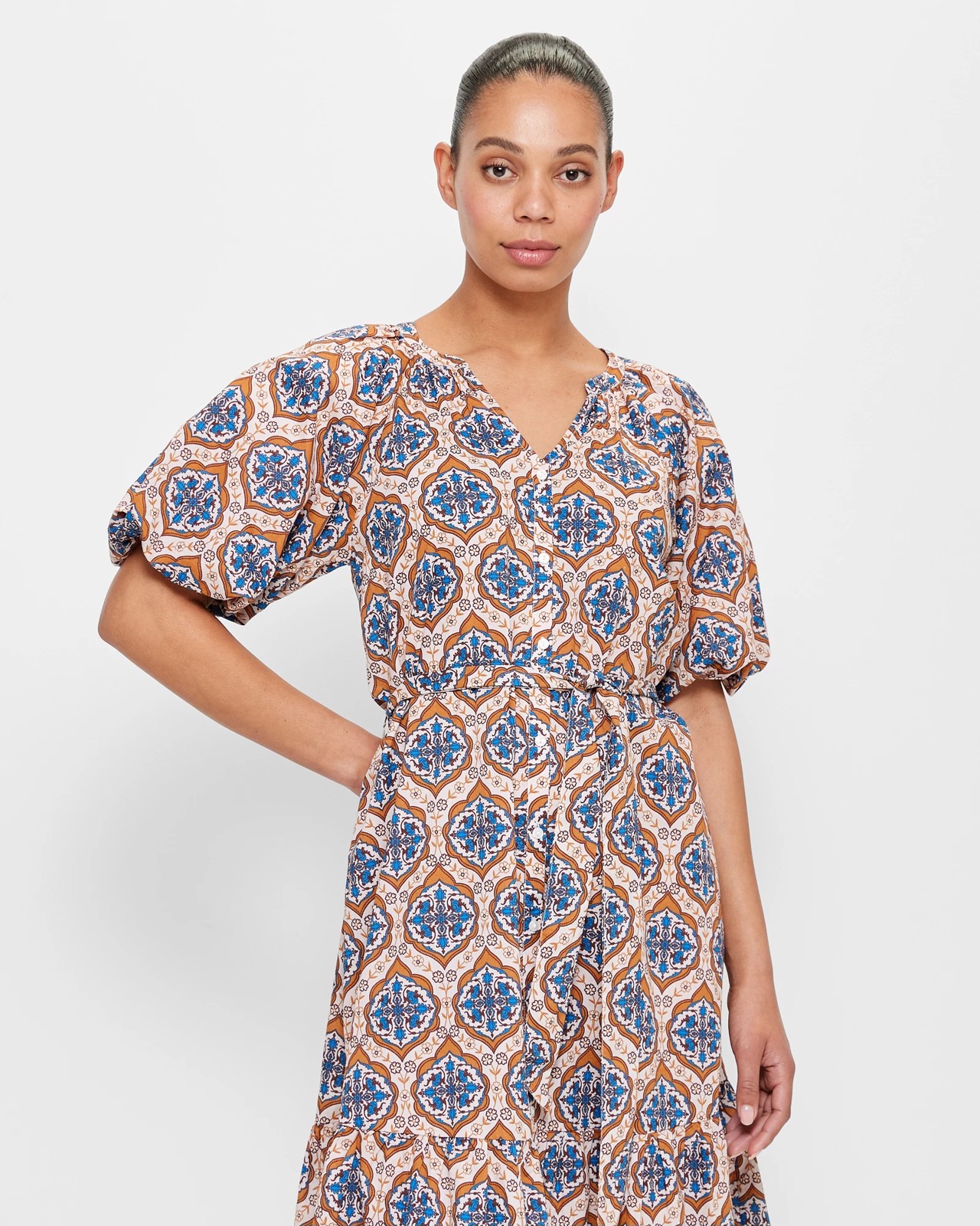 Puff Sleeve Button Through Dress | Target Australia