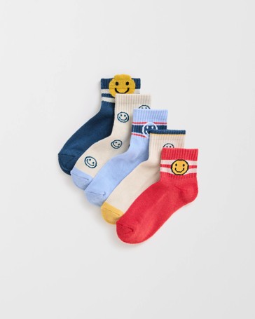 Maxx 5 Pack Boys Rib Quarter Crew Socks