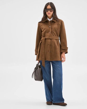 Faux Suede Long Sleeve Jacket