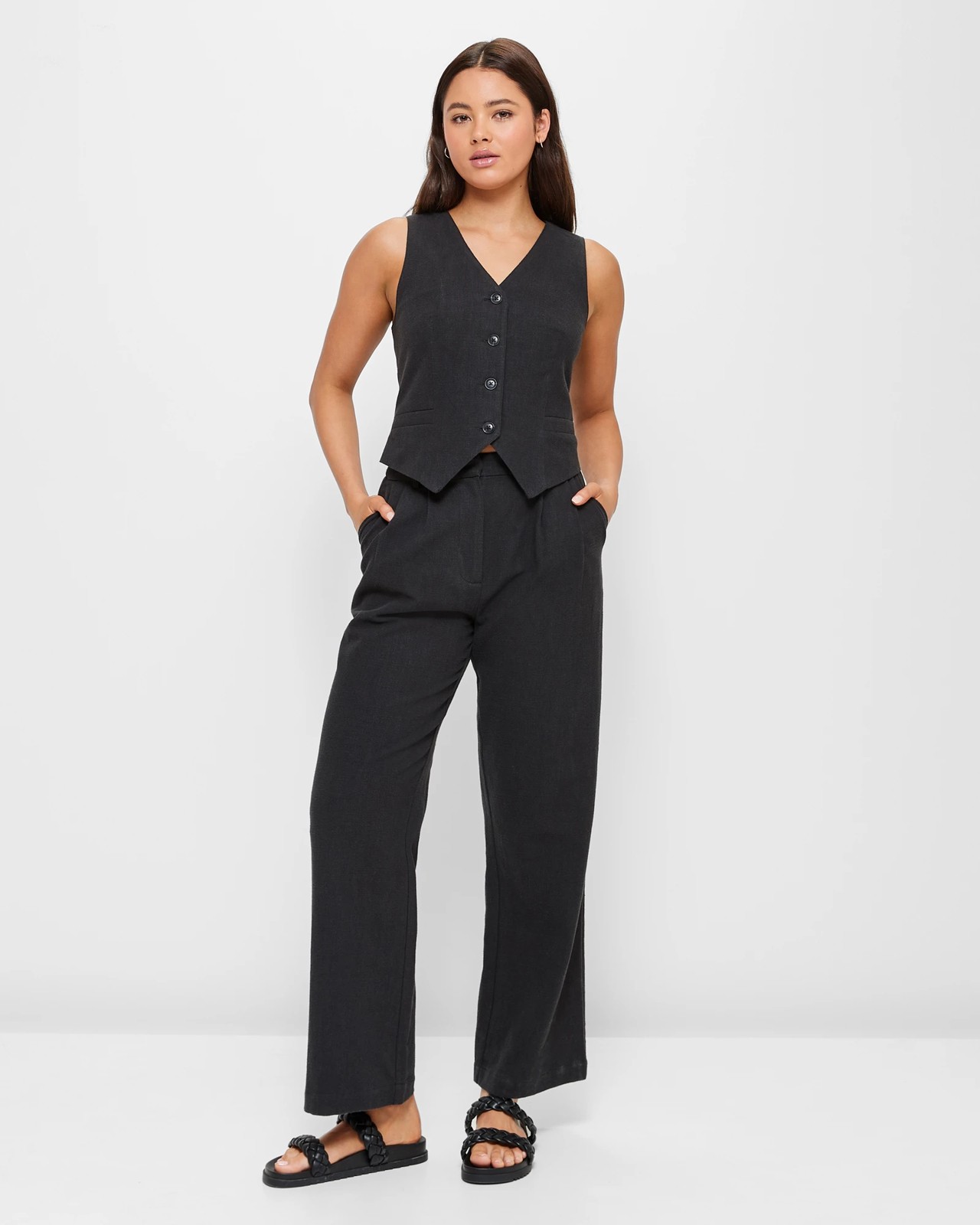 Ramie Button Front Waistcoat - Lily Loves  2 of 5