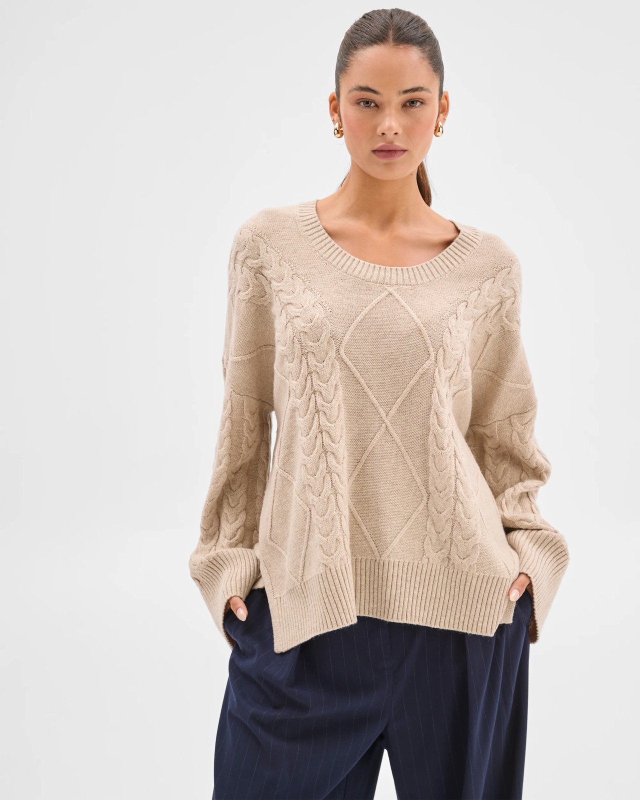 Lily Loves Cable Knit Jumper - Pine Nut Marle 2 of 6
