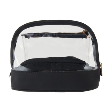 3 Piece Makeup Bag Set, Black - OXX Cosmetics