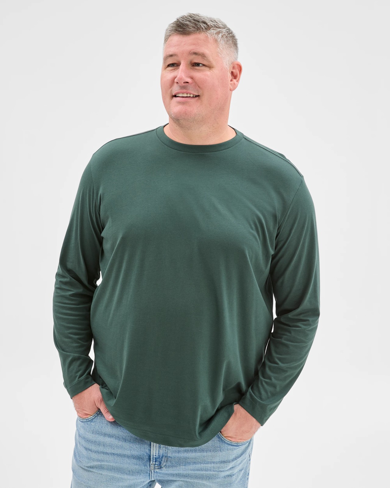Plus Size Australian Cotton Long Sleeve T-Shirt - Winter Green 4 of 6