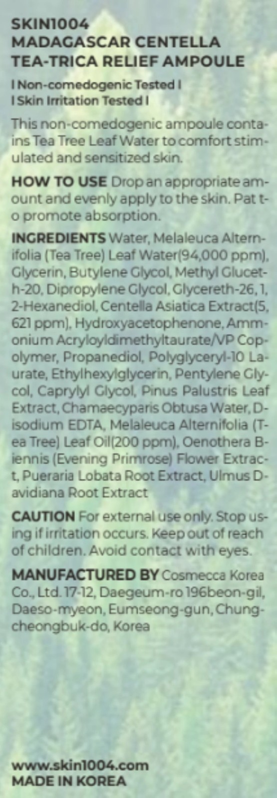 SKIN1004 Madagascar Centella Tea-Trica Relief Ampoule 30ml - Pure Centella 2 of 4