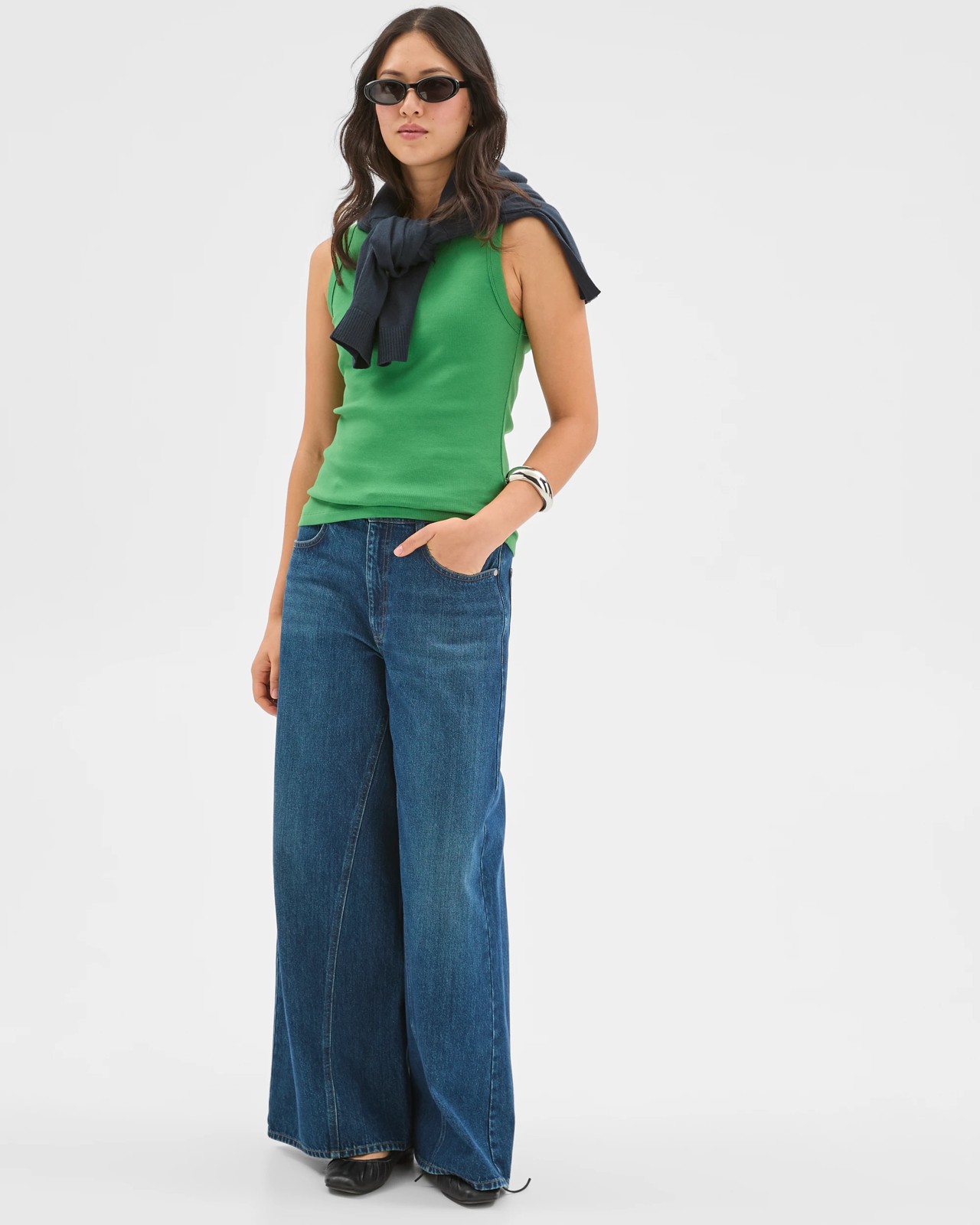 Australian Cotton Ribbed Tank Top - Pine 2 of 6