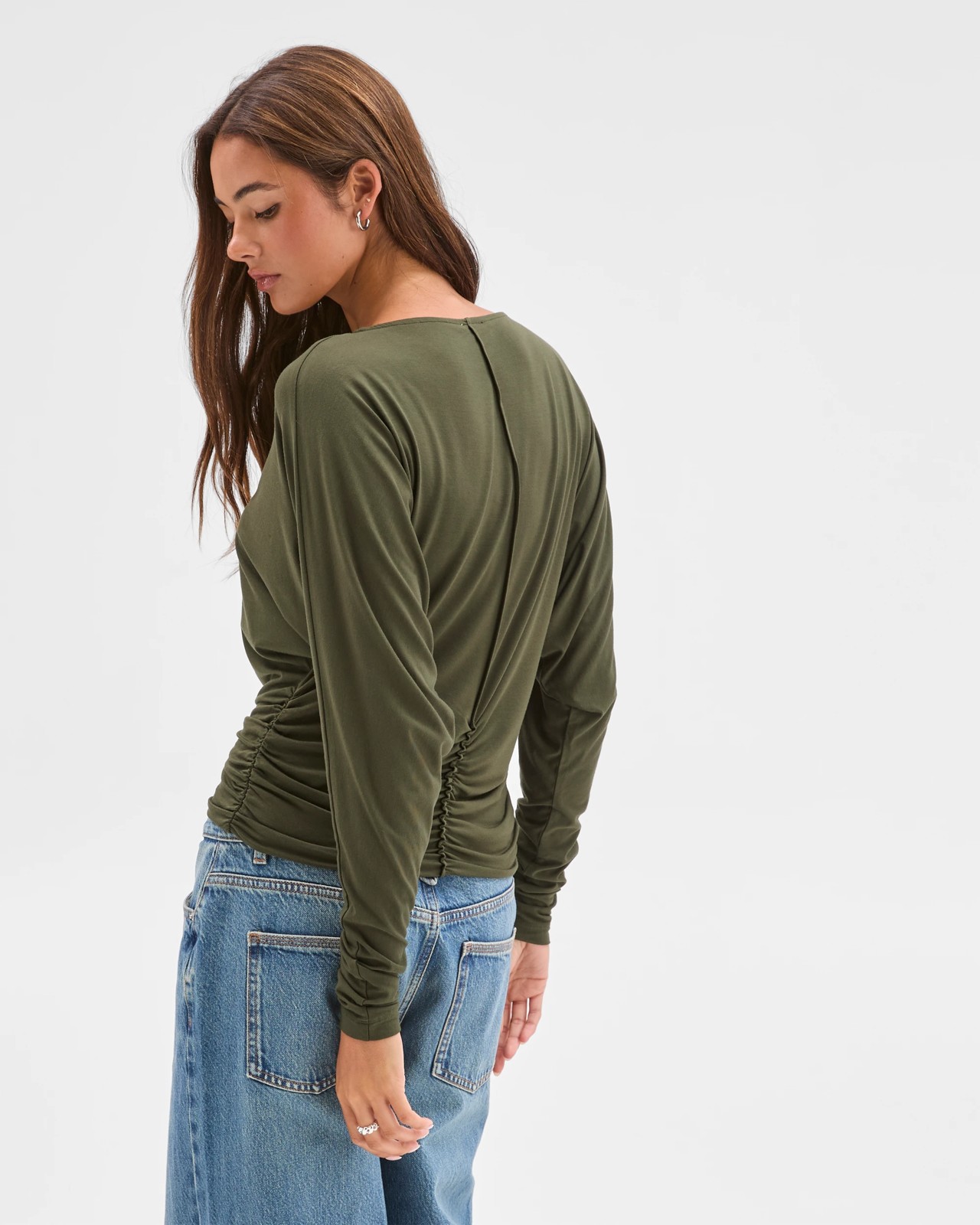 Lily Loves Long Dolman Sleeve Top - Army Green 4 of 4