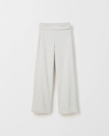 Australian Cotton Rib Fold Over Waist Wide Leg Leggings