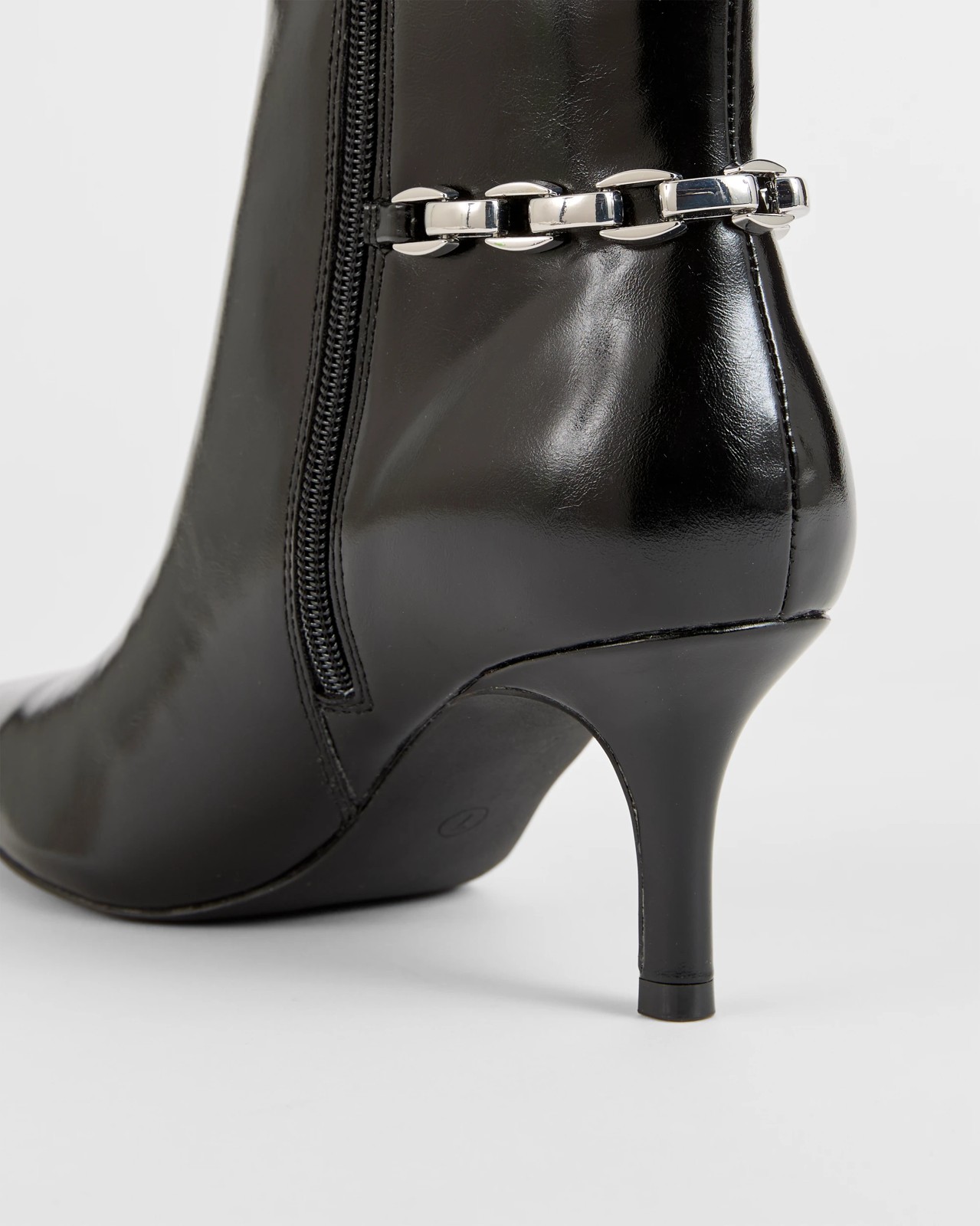 Ankle Kitten Heel Shaft Boots - Athena - Black Patent 3 of 3