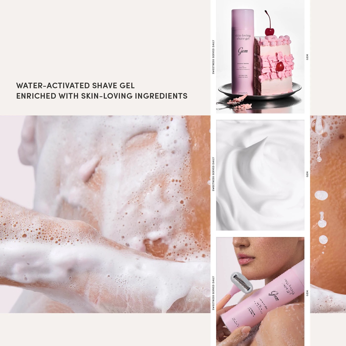 Gem Coconut Vanilla Skin-Loving Scented Shave Gel 195g - Shea Butter, Aloe Vera and Vitamin E 6 of 6