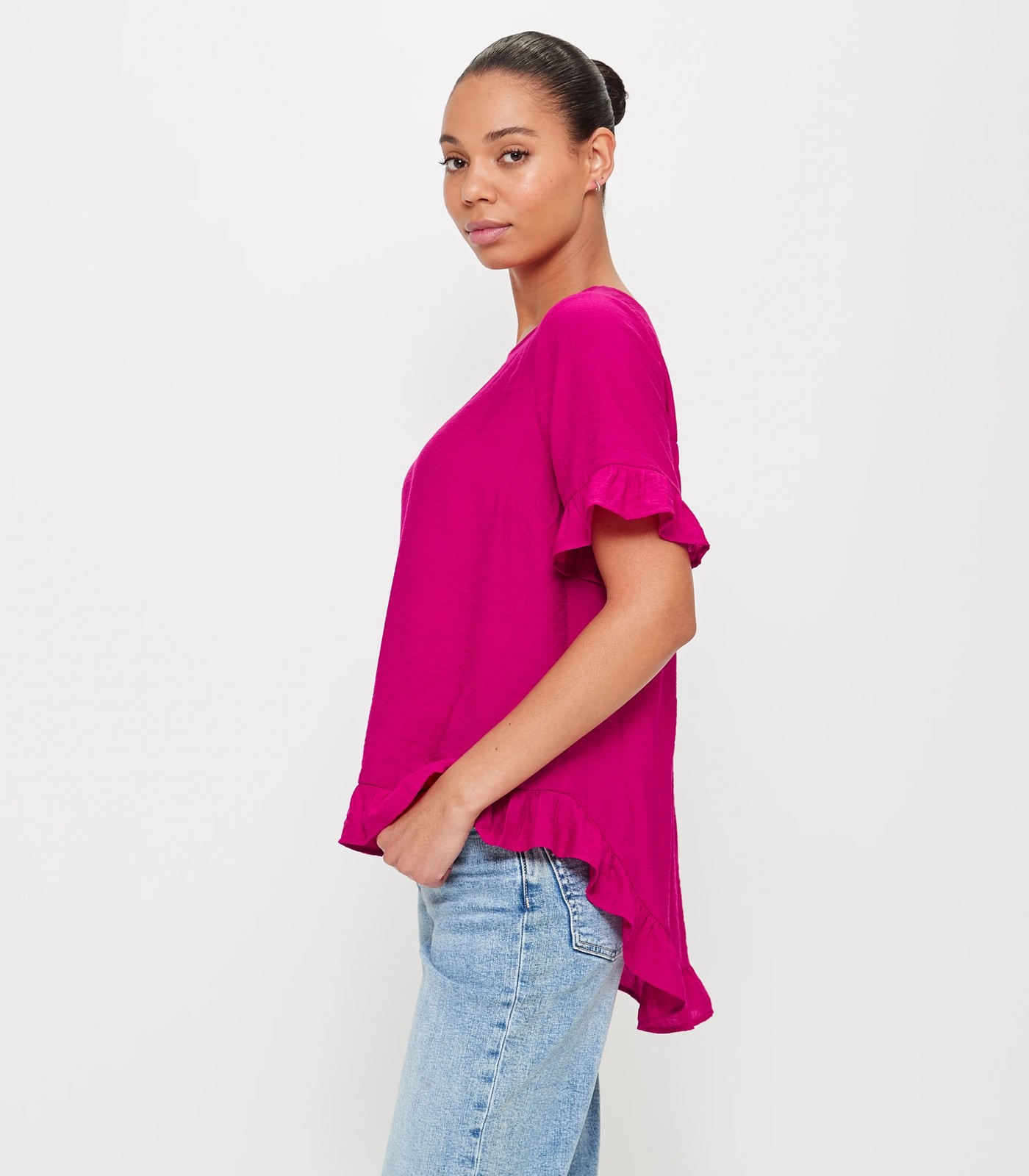 Viscose Frill Hem Ruffle Top | Target Australia