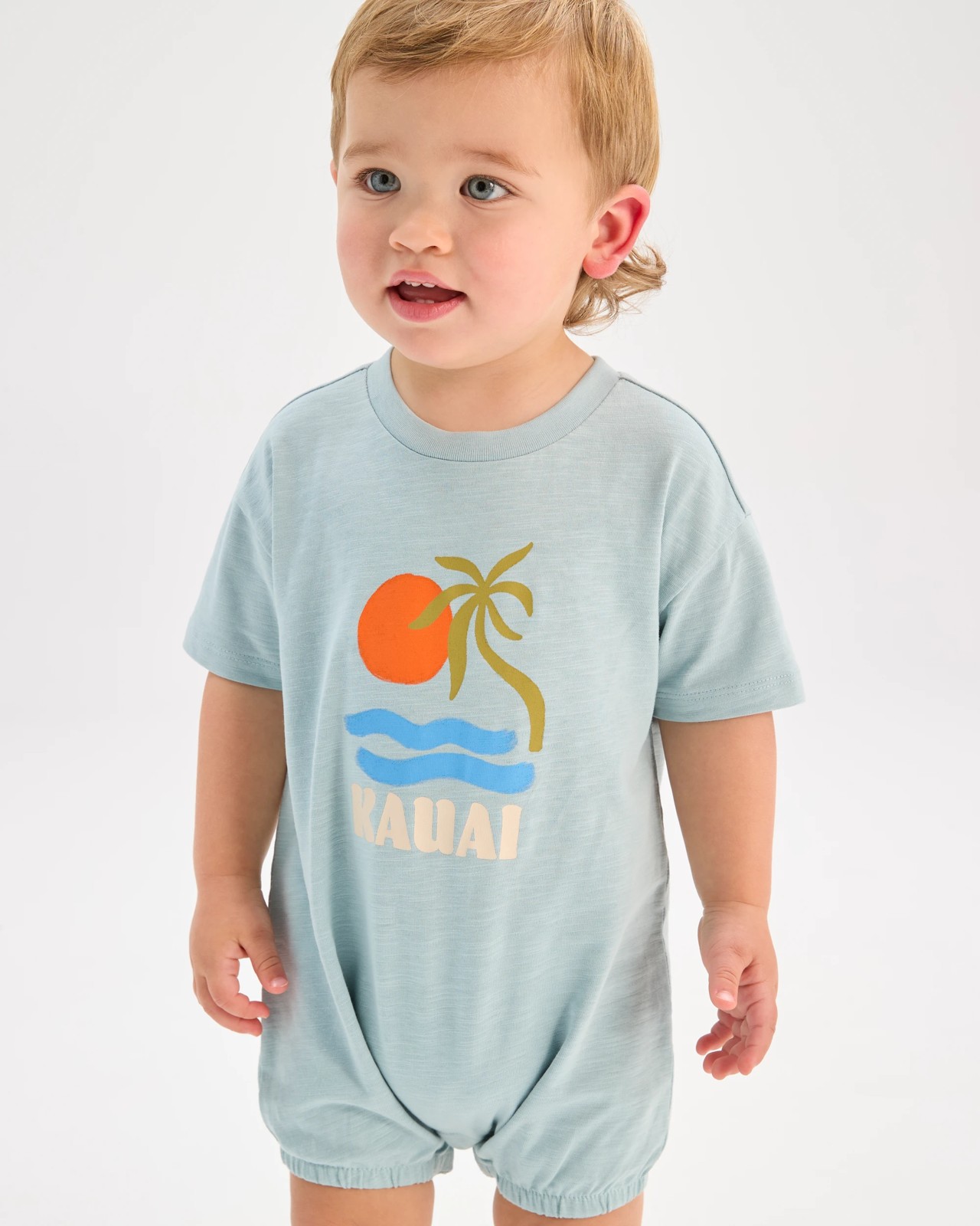 Baby Organic Cotton Slouchy Romper - Blue Vacation 2 of 4