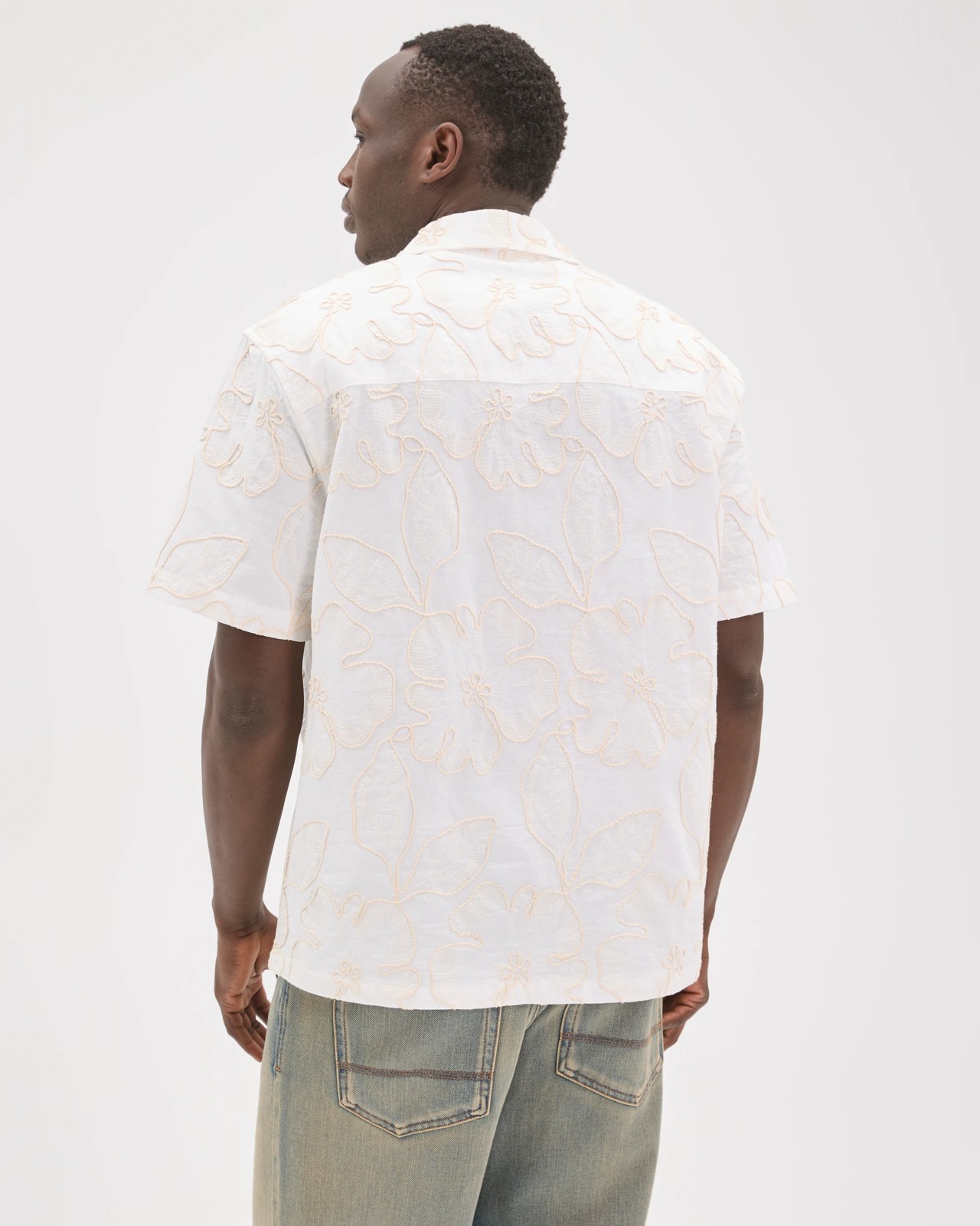 Commons Australian Cotton Boxy Fit Embroidered Shirt - White Cloud 6 of 6