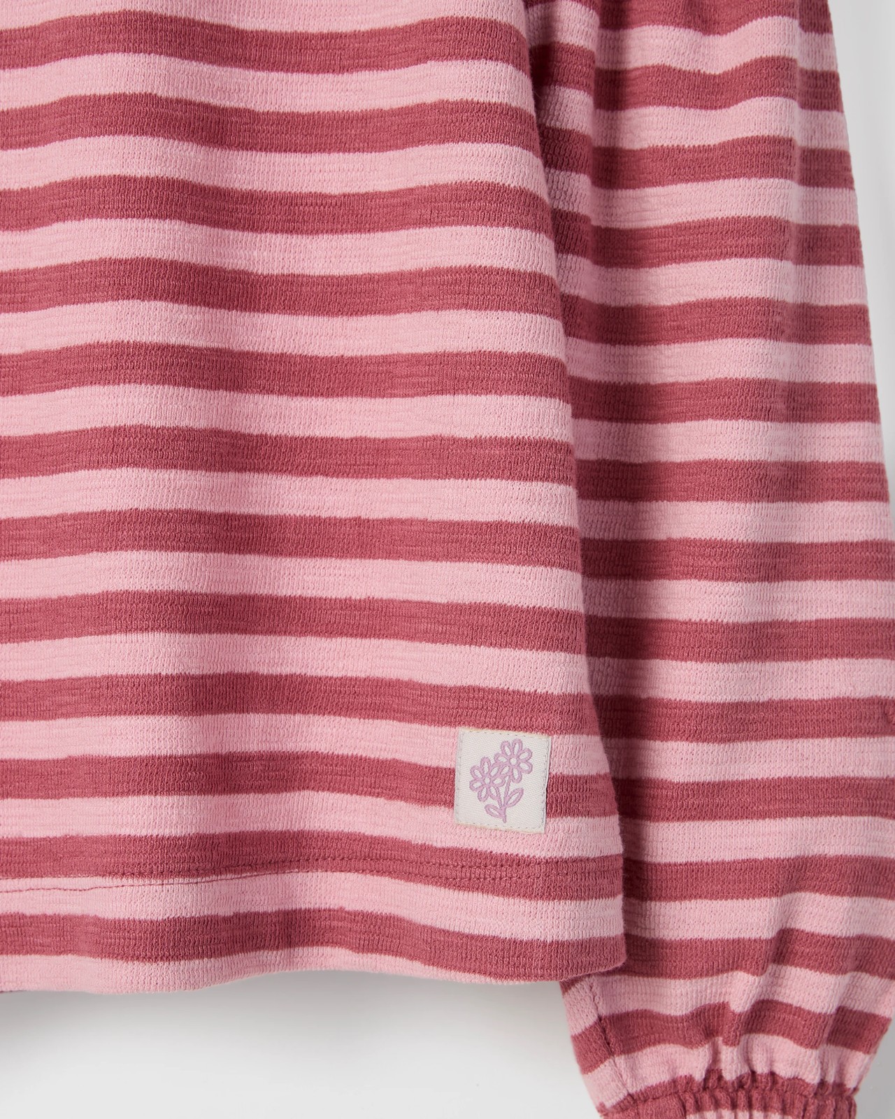 Australian Cotton Long Balloon Sleeve Striped T-Shirt - Dusty Pink 5 of 6