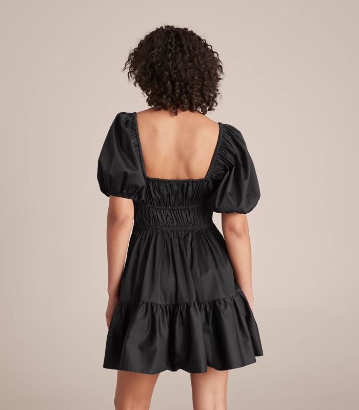 Mareva Short Sleeve Ruched Panel Mini Dress, Black, Dresses