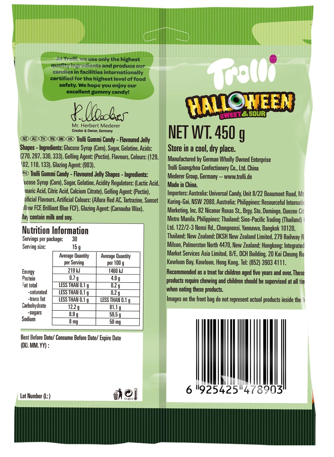 Trolli Halloween Sweet & Sour 450g 2 of 2