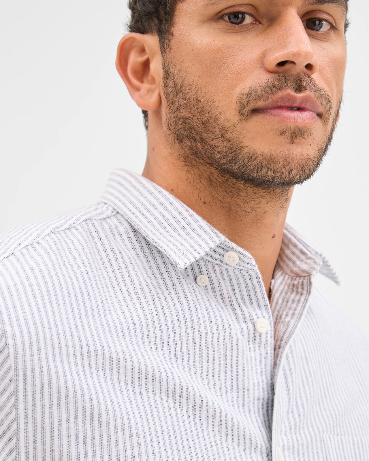 Australian Cotton Blend Brushed Oxford Shirt - Blue / Stripe 5 of 6