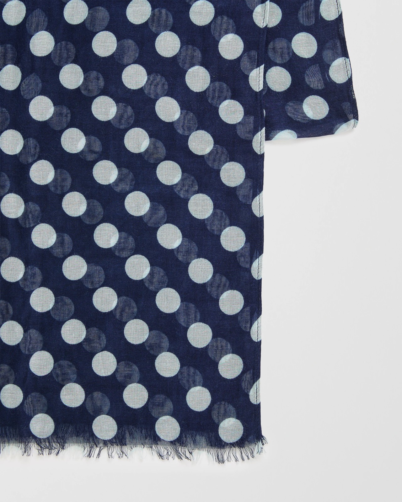 Lightweight Printed Scarf - Navy Polka Dots 2 of 2
