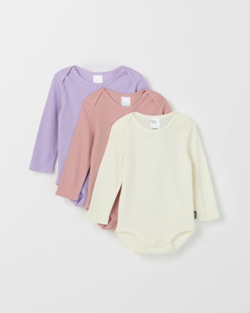 Bonds 3 Pack Baby Everyday Long Sleeve Ribbed Bodysuits