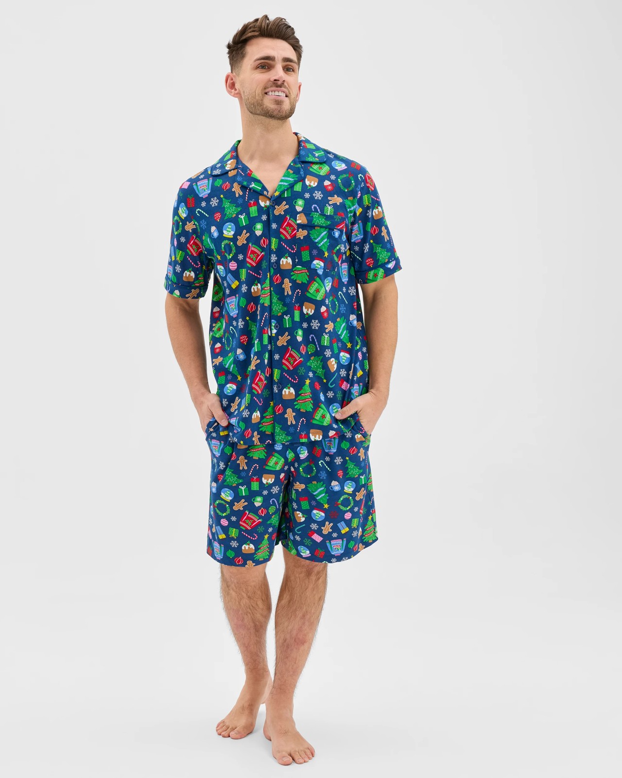 Maxx Australian Cotton Short Sleeve Top & Shorts Christmas Pyjama Set 2 of 5
