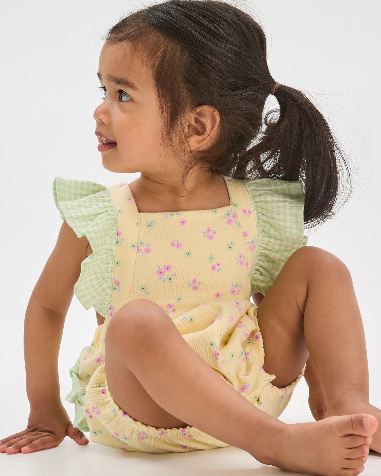 Baby Organic Cotton Rich Knit Sunsuit - Floral Sunlight Yellow 2 of 6