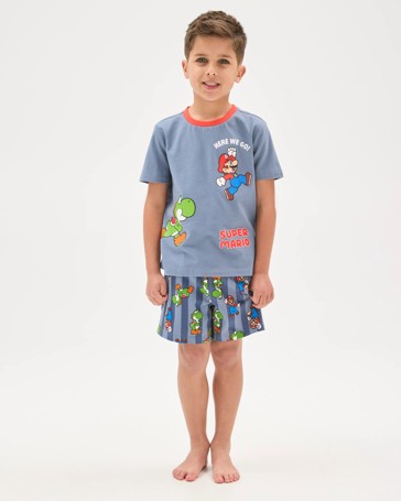 Super Mario Australian Cotton Jersey 2 Pack Younger Boys Pyjama Set
